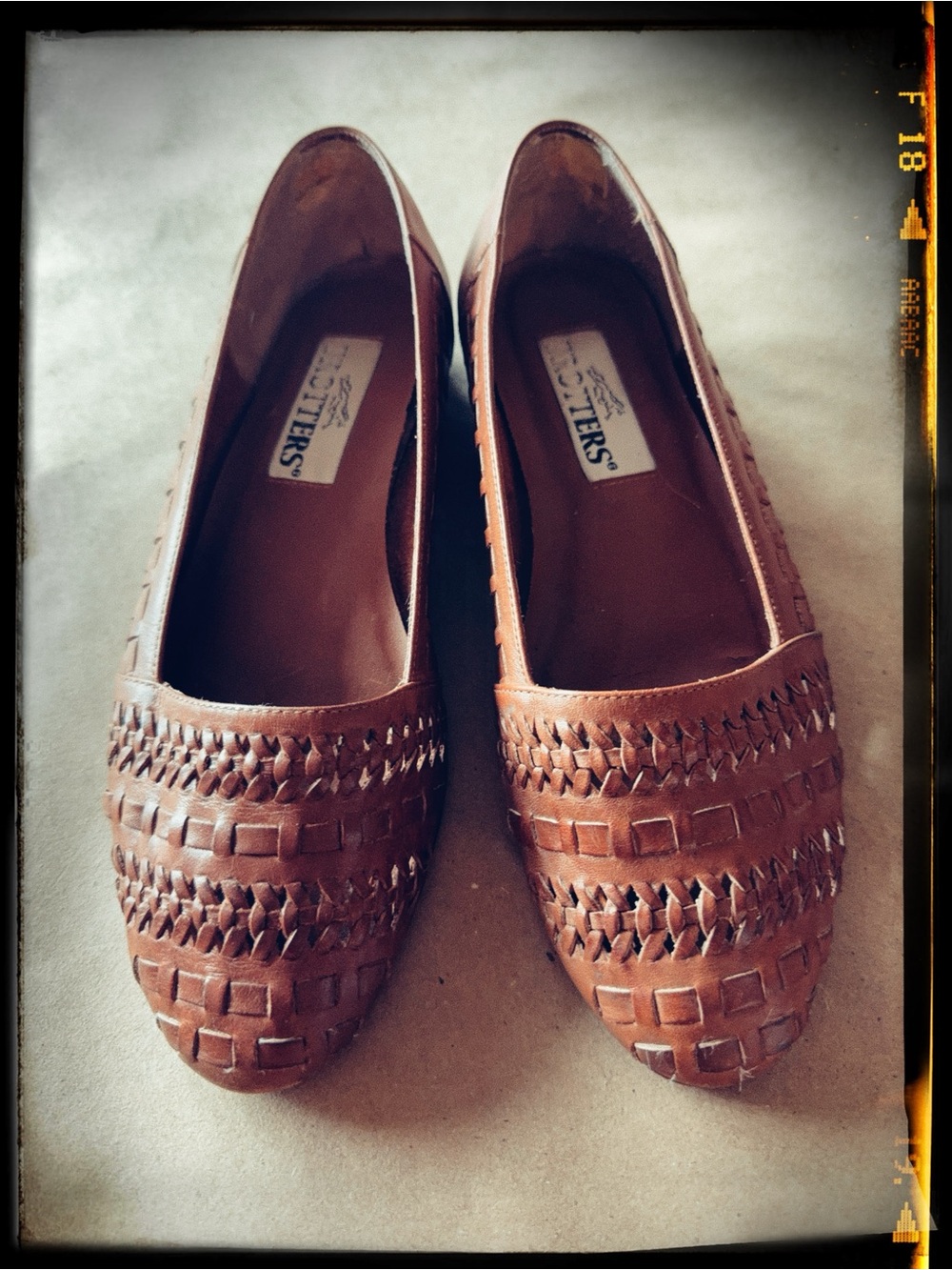 Trotters Woven Leather Huarache Flats Tan Comfort Shoes Slip On Women
